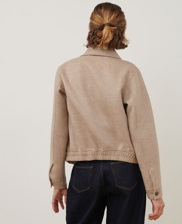Blouson court en laine mélangée A304 natural