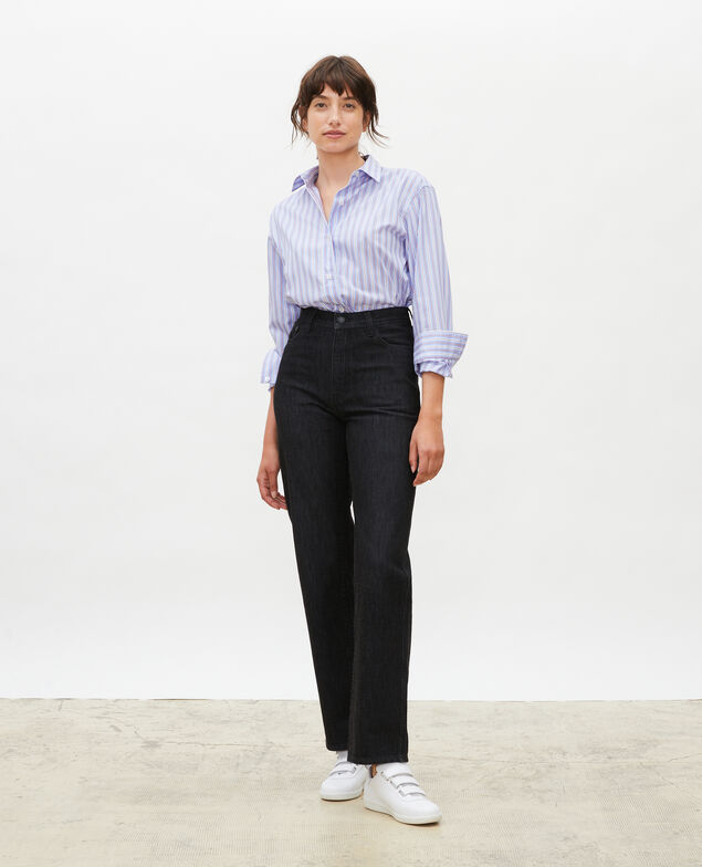 REAL STRAIGHT - Jean noir taille haute 5 poches Noir denim