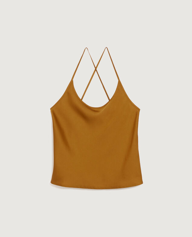 Top satiné à fines bretelles K340 bone brown