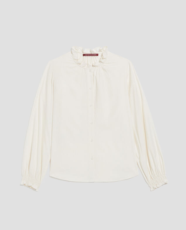 Blouse à col volanté I012 papyrus creme