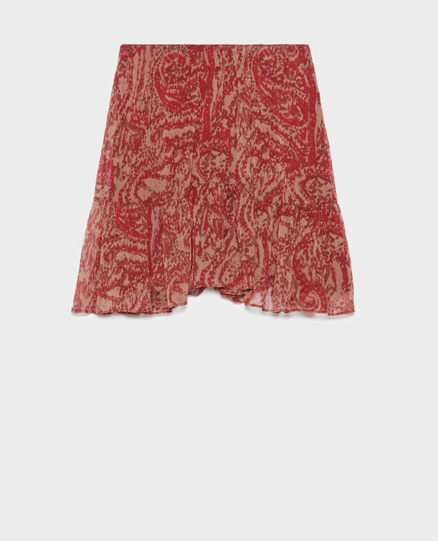 Jupe courte fluide A182 print ikat wine