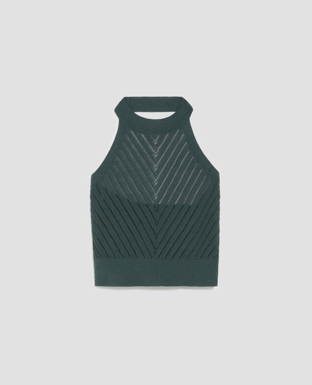 Top dos nu en maille texturée J590 spruce green
