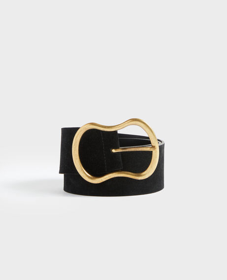 Ceinture large en cuir su&eacute;d&eacute; 8853 09 black