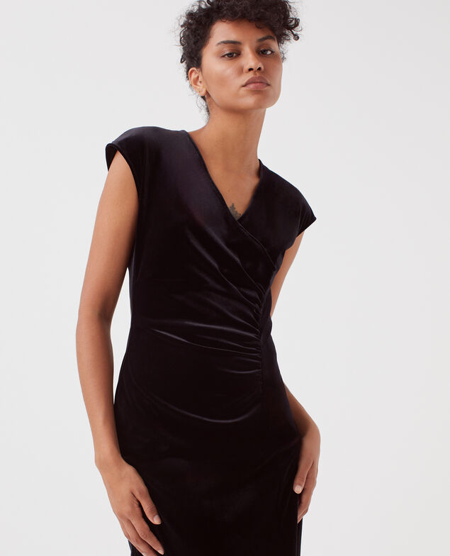 Robe longue en velours H091 black beauty