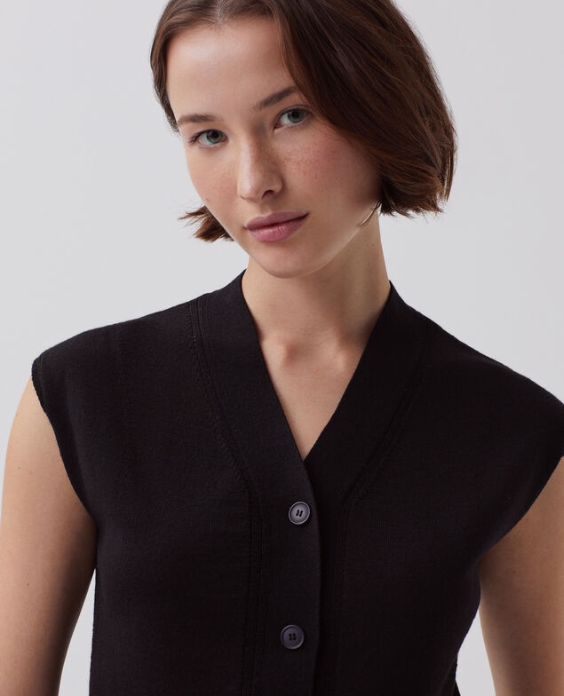 Gilet sans manches en laine et soie H091 black beauty