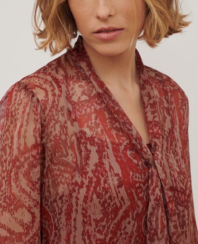 Robe courte fluide A182 print ikat wine