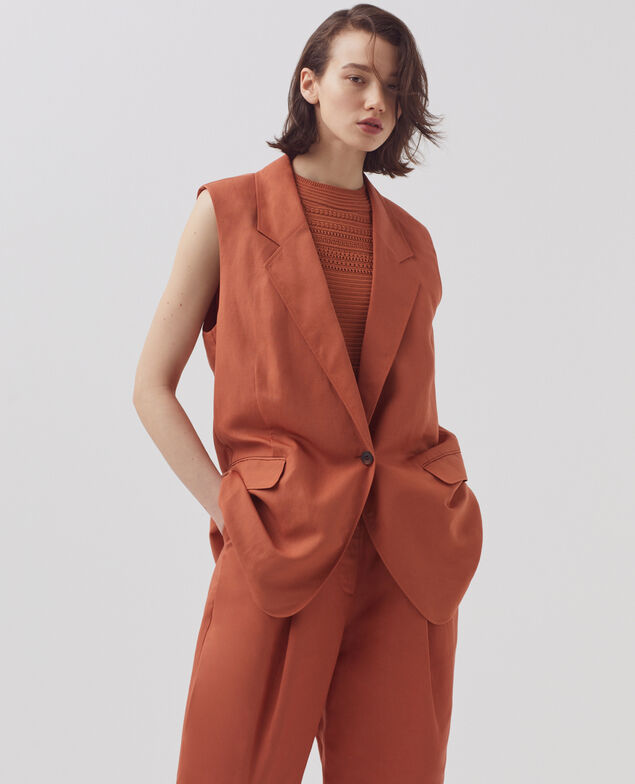 Veste de costume sans manches H350 amber brown