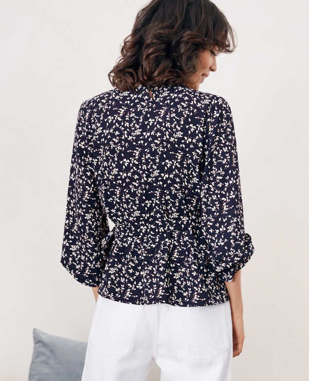 Blouse cache-cœur imprimée Canopee marine