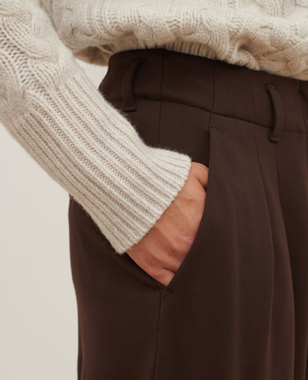 Pantalon ample fluide YVONNE A371 solid brown coffee