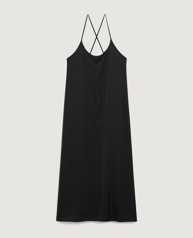 Robe longue nuisette satinée H091 black beauty