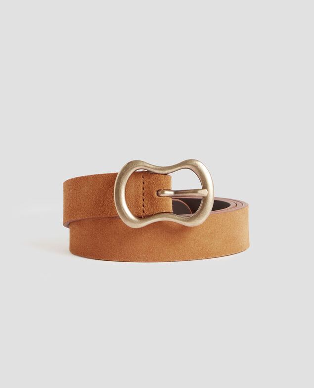 Ceinture fine en cuir suédé H323 camel