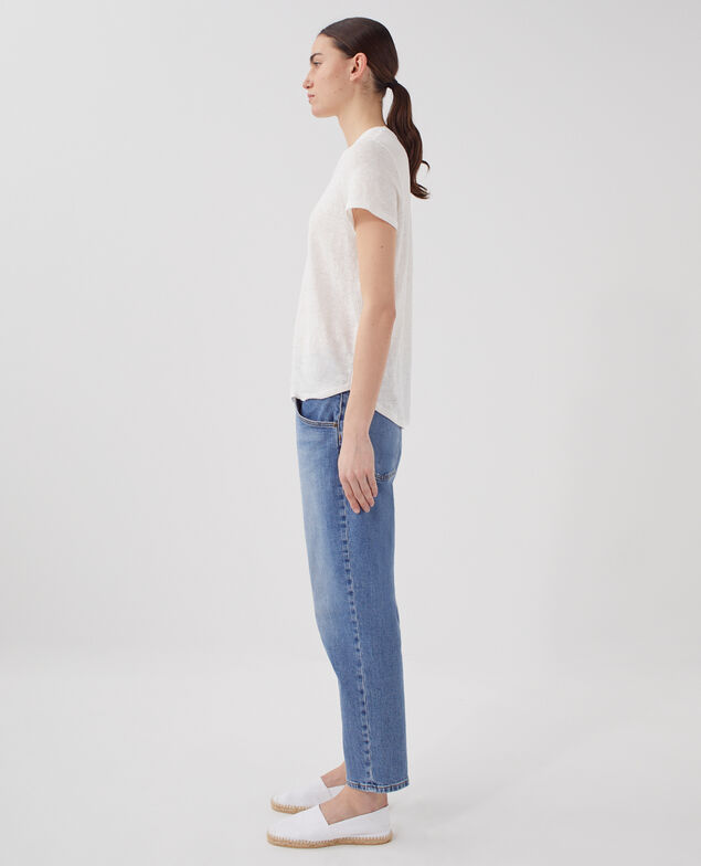 T-shirt col rond en lin AMANDINE U010 off white