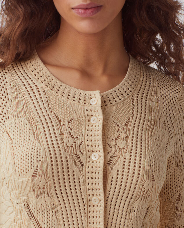 Cardigan en coton crochet J300 natural