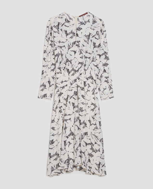 Robe longue fluide J301 flower camo ecru