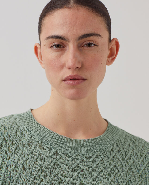 Pull à manches courtes en lin J510 jadeite green