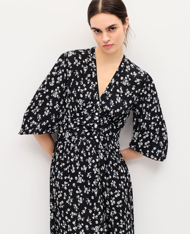 Robe longue fluide K094 daisy black