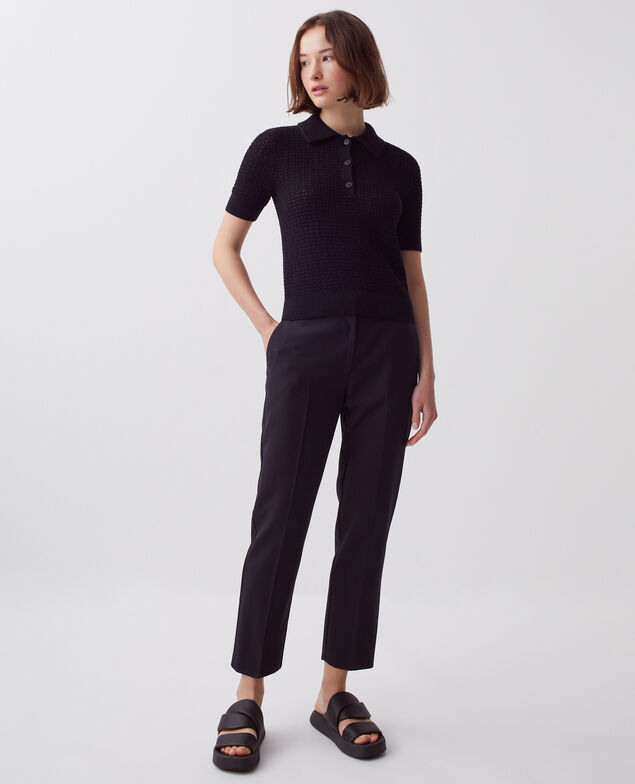 Pull col polo à manches courtes H091 black beauty