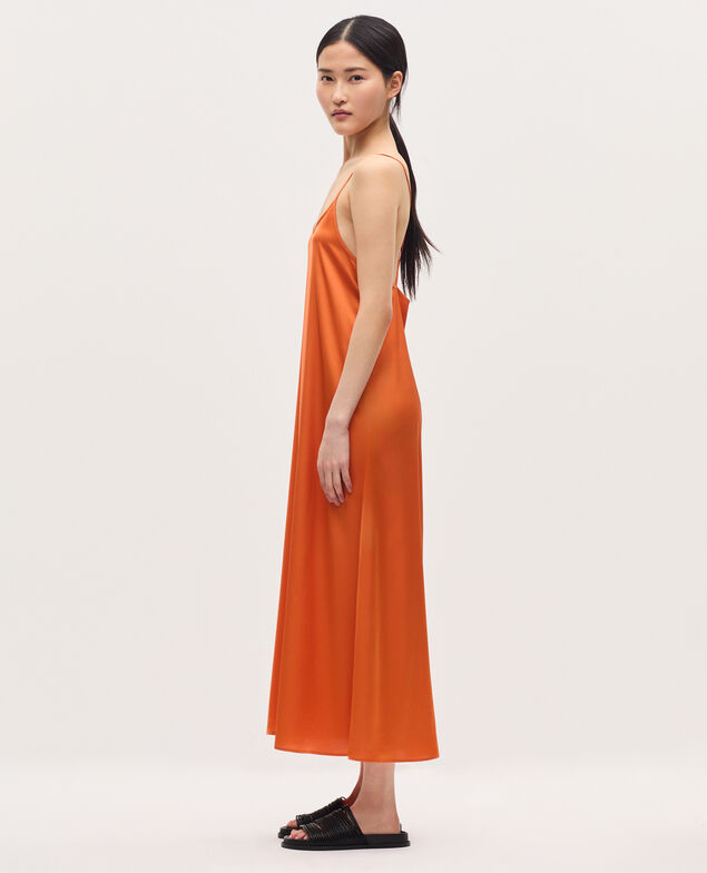 Robe longue nuisette satinée K240 apricot orange