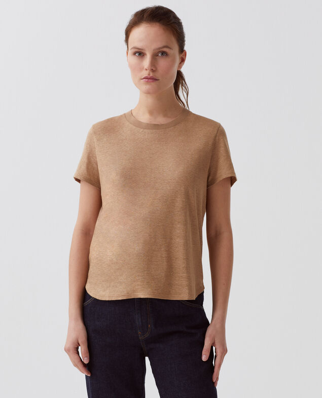 T-shirt col rond en lin AMANDINE H330 tiger's eye
