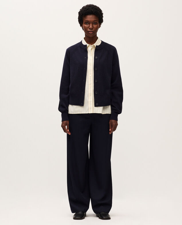 Cardigan col rond en cachemire K692 navy st black