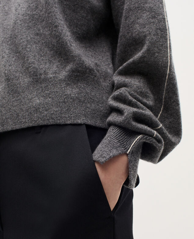 Pull col rond en cachemire K073 gray st ecru