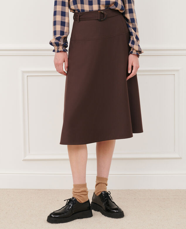 Jupe portefeuille en laine 8809 38 darkbrown