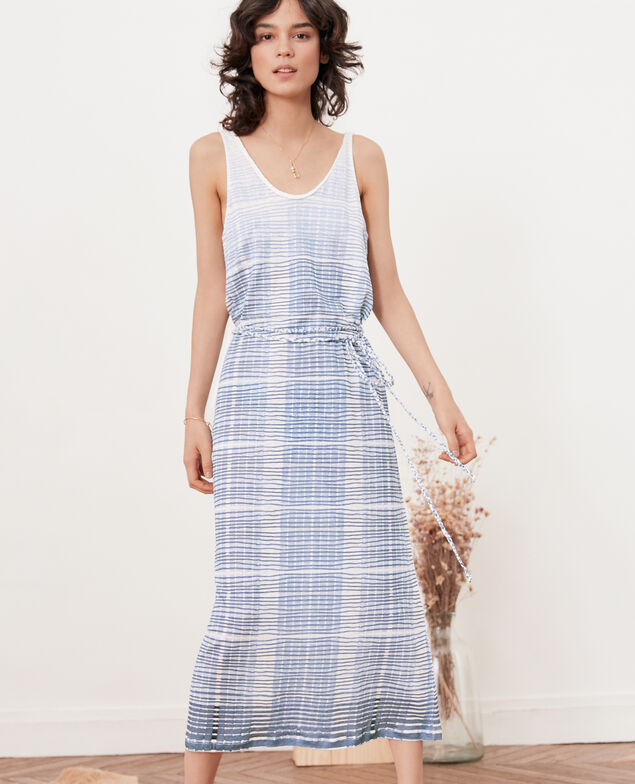 Robe mi-longue en lin Tie&dye washed blue