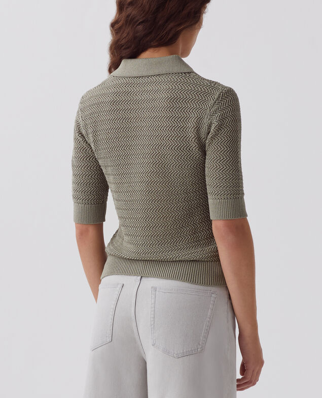 Pull col polo zippé en coton J050 shadow gray