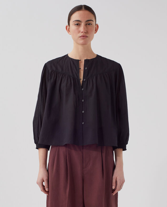 Blouse en voile de coton H091 black beauty