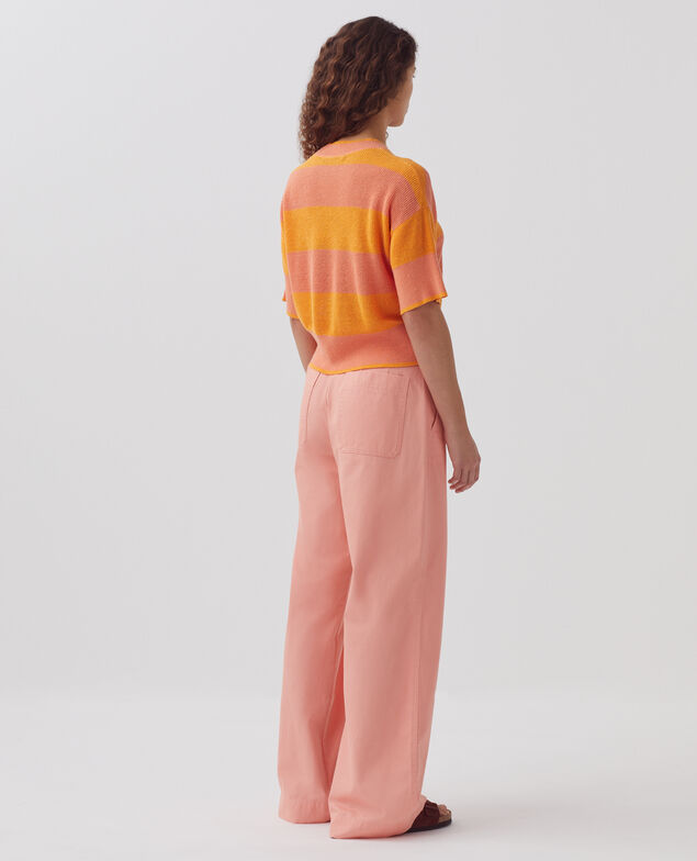 Pull cropped à manches courtes en lin H230 large sheen