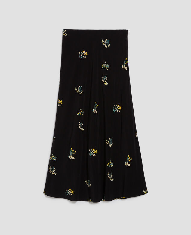 Jupe midi fluide J091 fl bouquet black