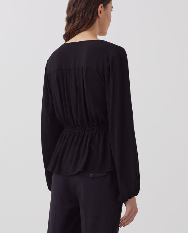 Blouse cache-cœur fluide H091 black beauty