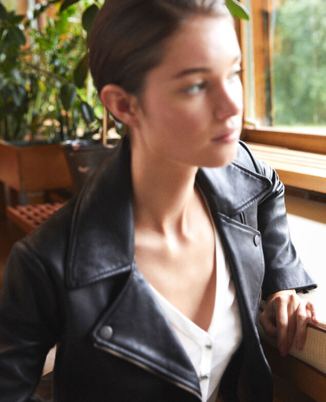 Veste intemporelle en cuir Noir