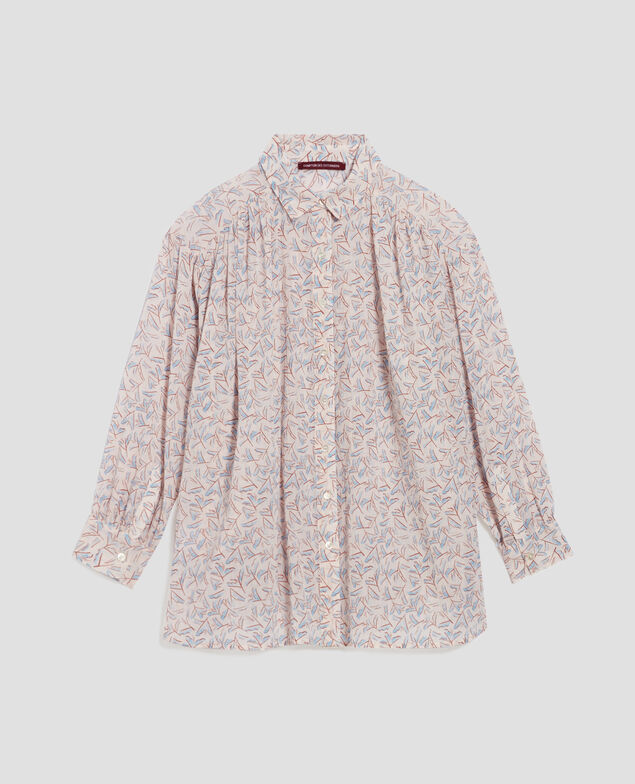Chemise en coton froissé H613 fleurette blue