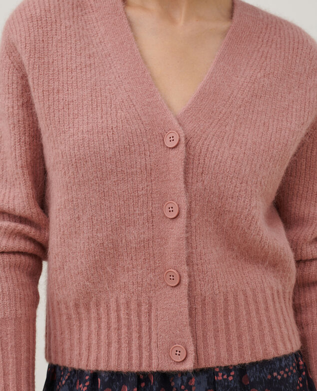 Cardigan en alpaga mélangé A110 pink knit