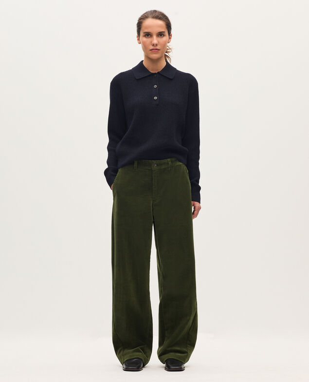 Pantalon barrel en velours côtelé U550 green
