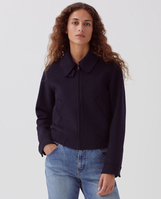 Blouson court en laine mélangée 8841 69 navy