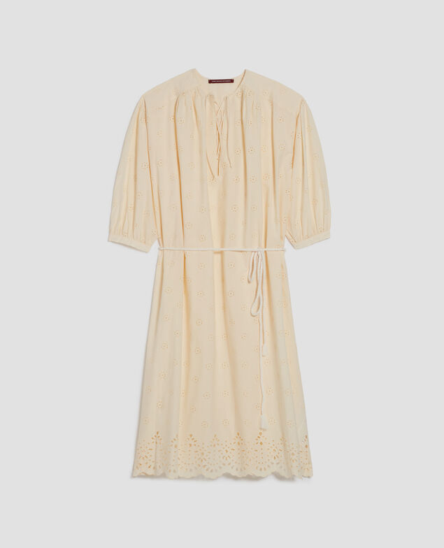 Robe midi broderie anglaise en coton I307 ecru