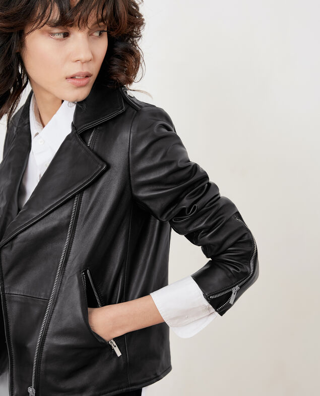 Veste en cuir Noir