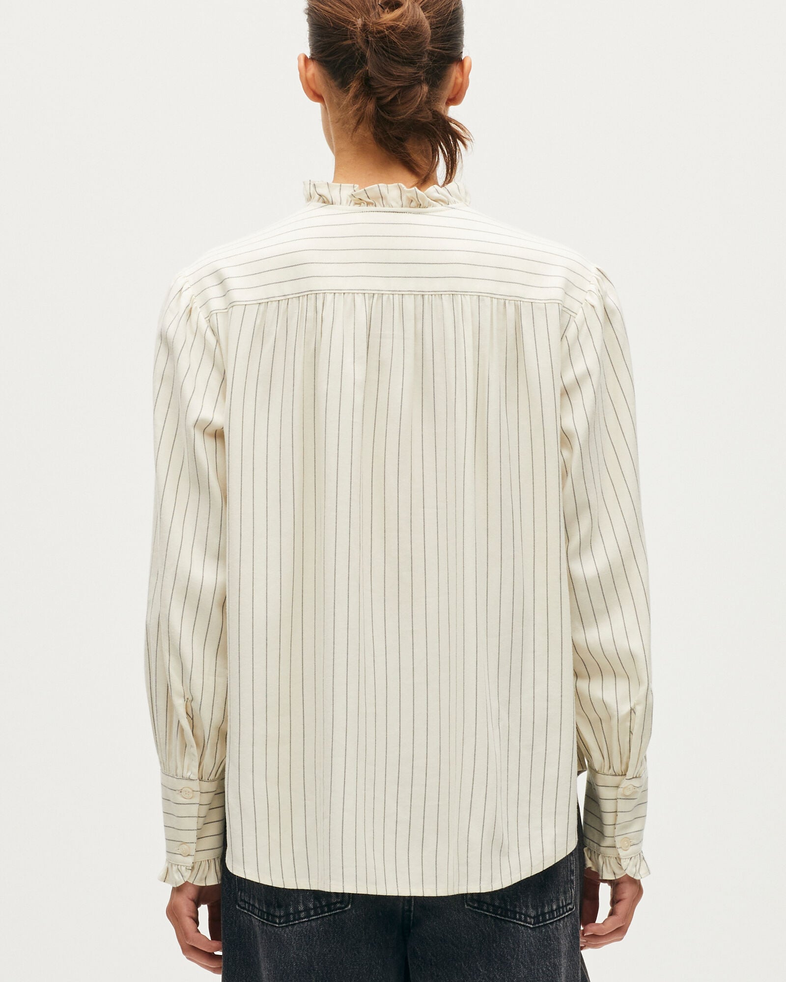 Ruffle neck shirt flannel st ecru - Comptoir des Cotonniers