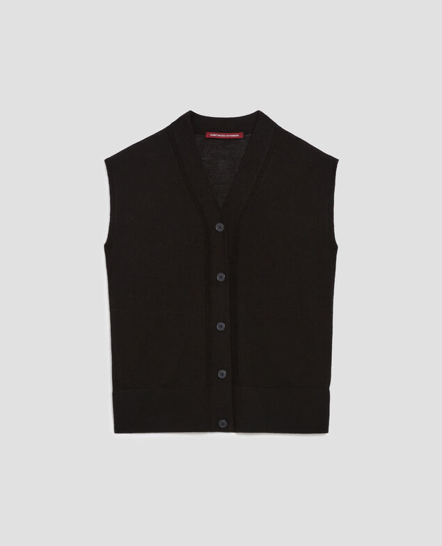Gilet sans manches en laine et soie H091 black beauty