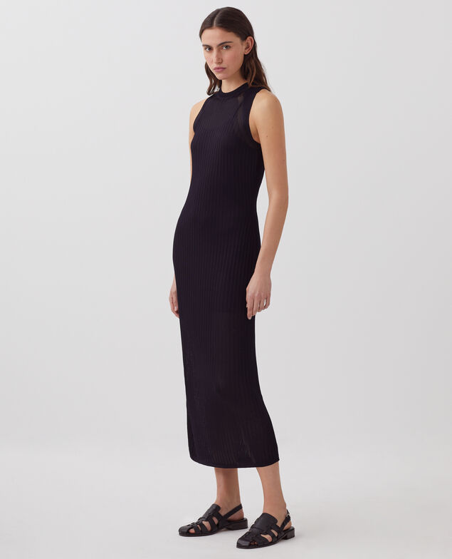 Robe longue en maille côtelée H695 night sky