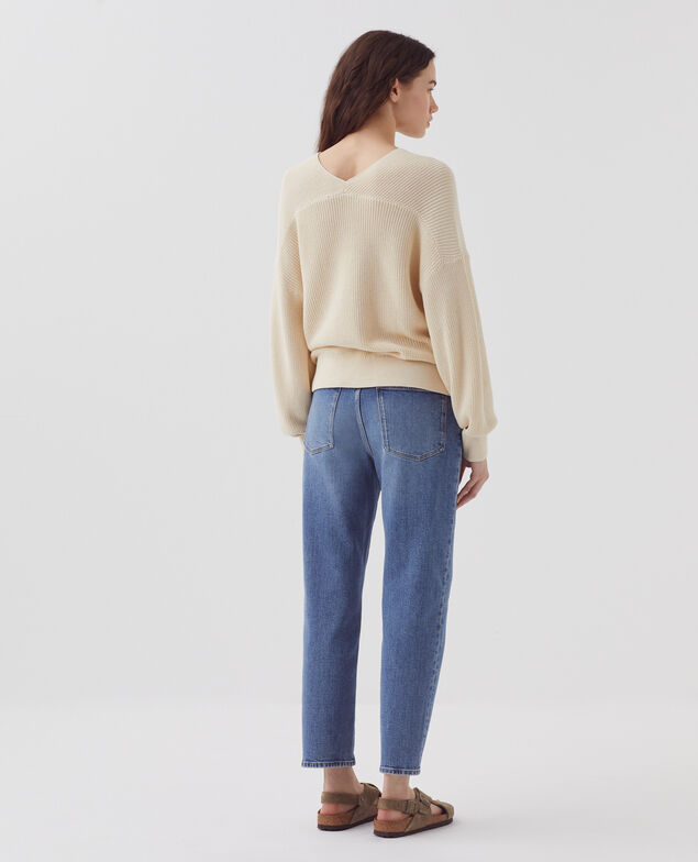 Pull à col V en coton H304 albore