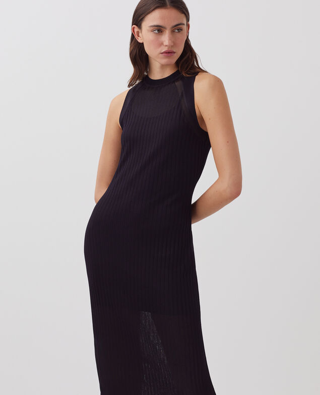 Robe longue en maille côtelée H695 night sky