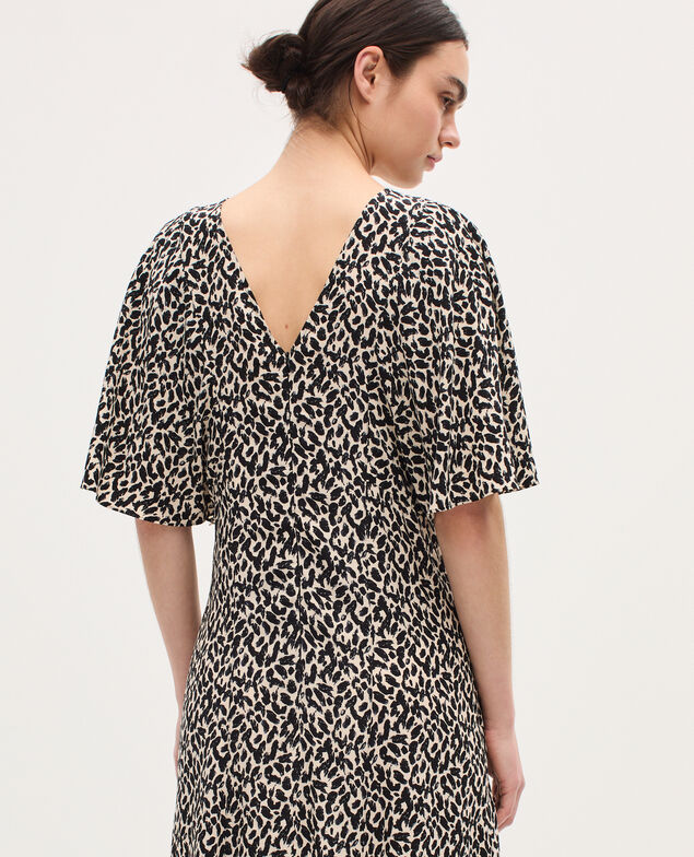 Robe longue fluide K010 leo ecru