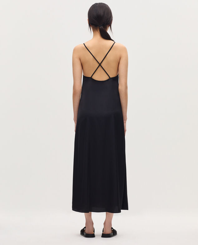 Robe longue nuisette satinée H091 black beauty