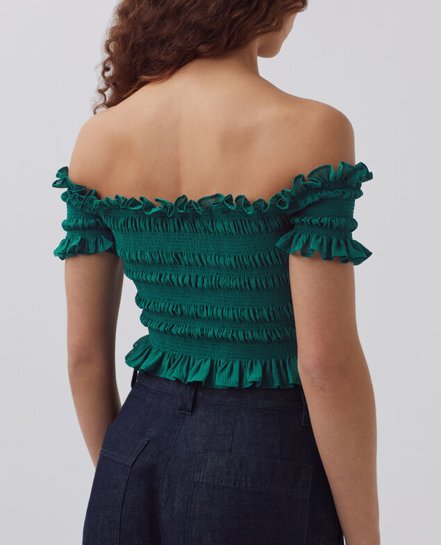 Top court à smocks H644 spruced-up blue