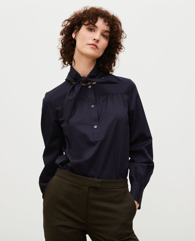 Blouse en coton à col foulard amovible Night sky