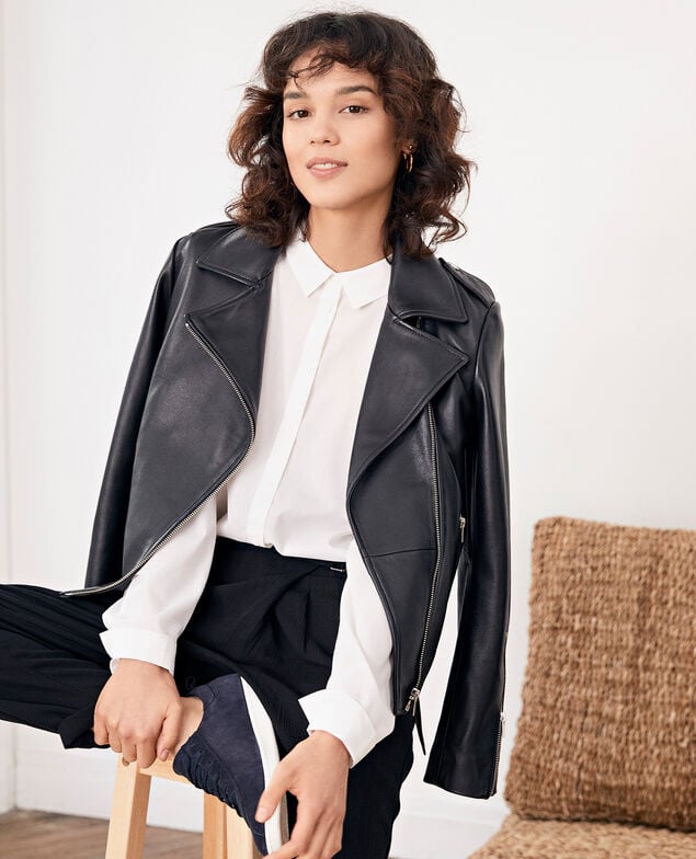 Veste en cuir Noir