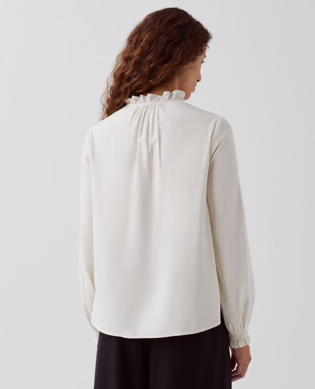 Blouse à col volanté I012 papyrus creme